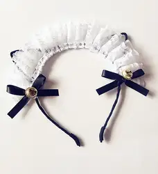 Дерево и море Для женщин сладкий кружева кошачьи уши Hairbands Лолита kawaii головной убор Лолита Козер горничной бантом Колокола