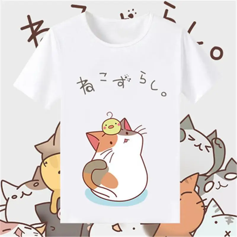 Женская футболка Kawaii с коротким рукавом, летние топы в стиле Лолиты, Япония, аниме, повседневная, кошка, графическая, Vogue, Kawaii, футболка для девочек, милый кот, блуза - Цвет: cat16