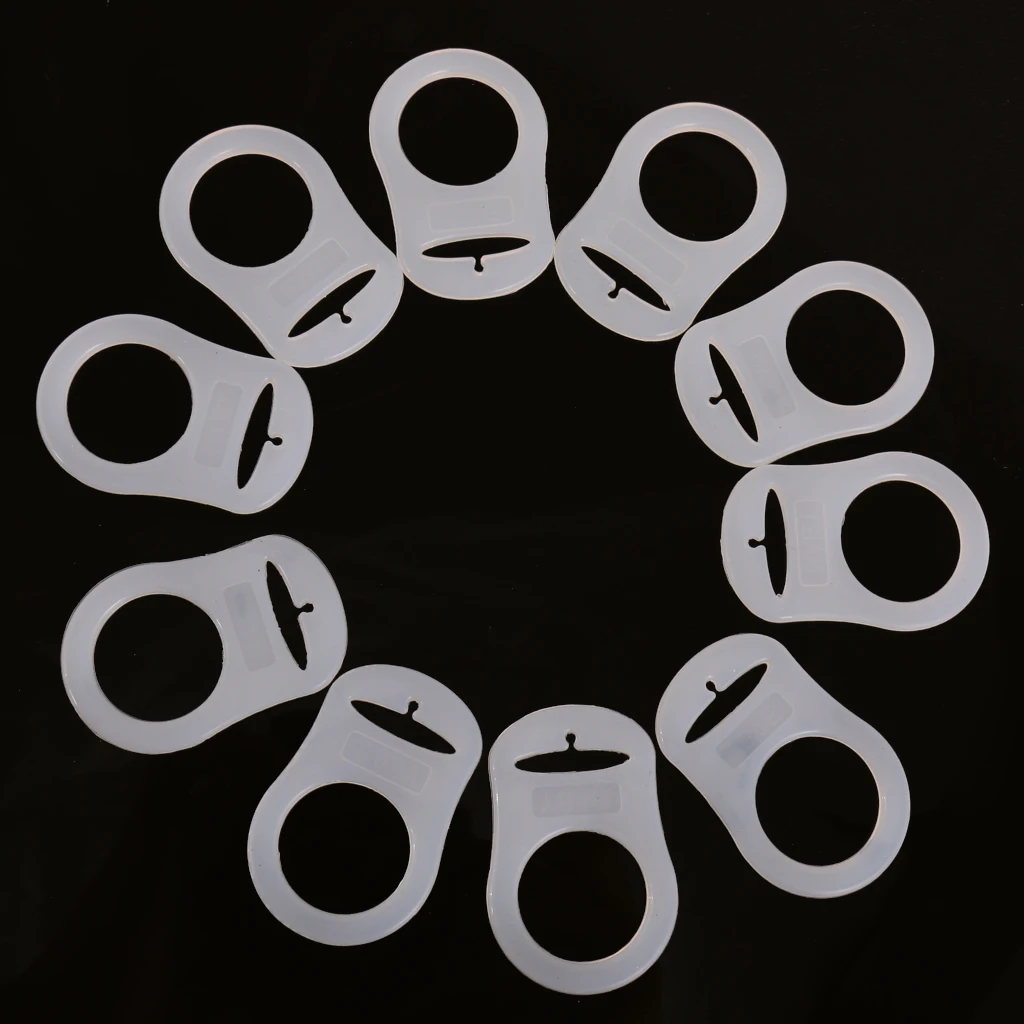 

10 Pieces Silicone Button Ring Dummy Pacifier Holder Clip Adapter for Baby Toddlers Bibs Burp Cloths Accessories Set White