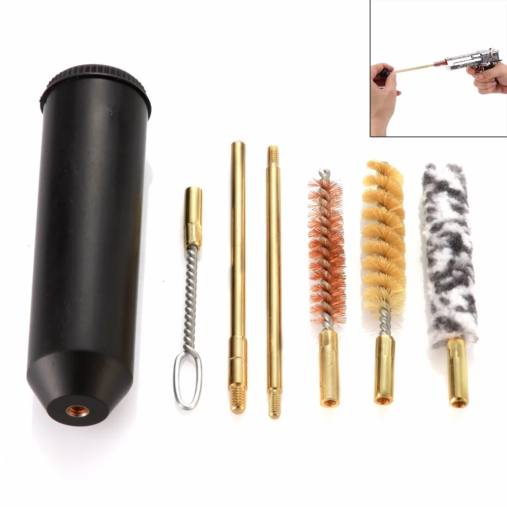 Professional 7pcs/set Pistol Cleaning Kit for pistols cal.38/357/9mm Outdoor Hand Gun Rod Brush