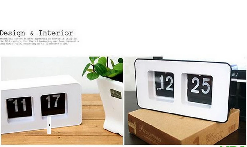 Digital Auto Flip Desk Clock Classic Stylish Retro Desktop Flip Page Alarm Clocks Household Bedroom Study Kitchen Office