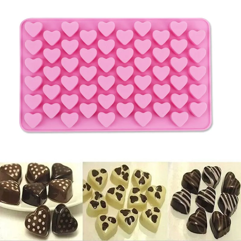 

55 Holes Mini Hearts Cake Decoration Tools Moldes Silicone Para Fondant Stampi Silicone Molds For Polymer Clay TB Sale