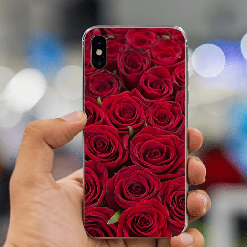 LISHE красивый садовый красный цветок розы для iPhone XS Max 6 6s Plus 7 7plus 8 X 10 4S 5C