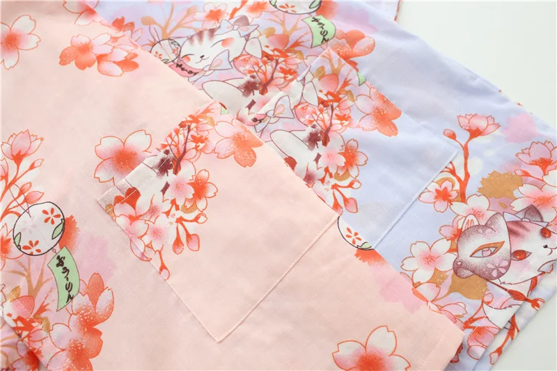 Японское кимоно прекрасные цветы Чистый хлопок женский домашний пижамный комплект Ropa свободный халат юката японская традиционная одежда Новинка