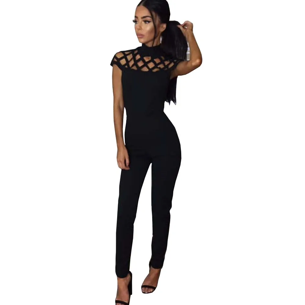 Womens Sexy Jumpsuit Overalls Sleeveless Bandage Rompers Summer High