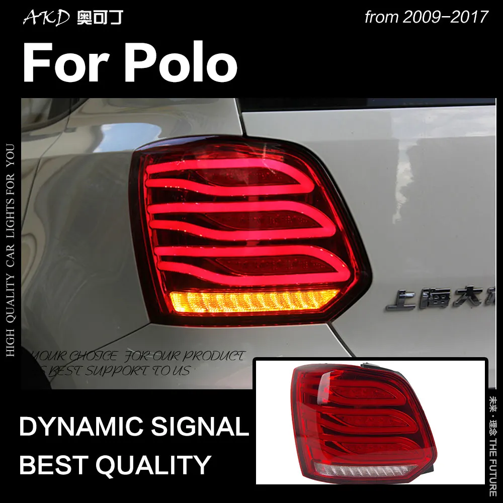 

AKD Car Styling for VW Polo Tail Lights 2009-2017 Polo Mk6 LED Tail Lamp LED DRL Dynami Signal Brake Reverse auto Accessories