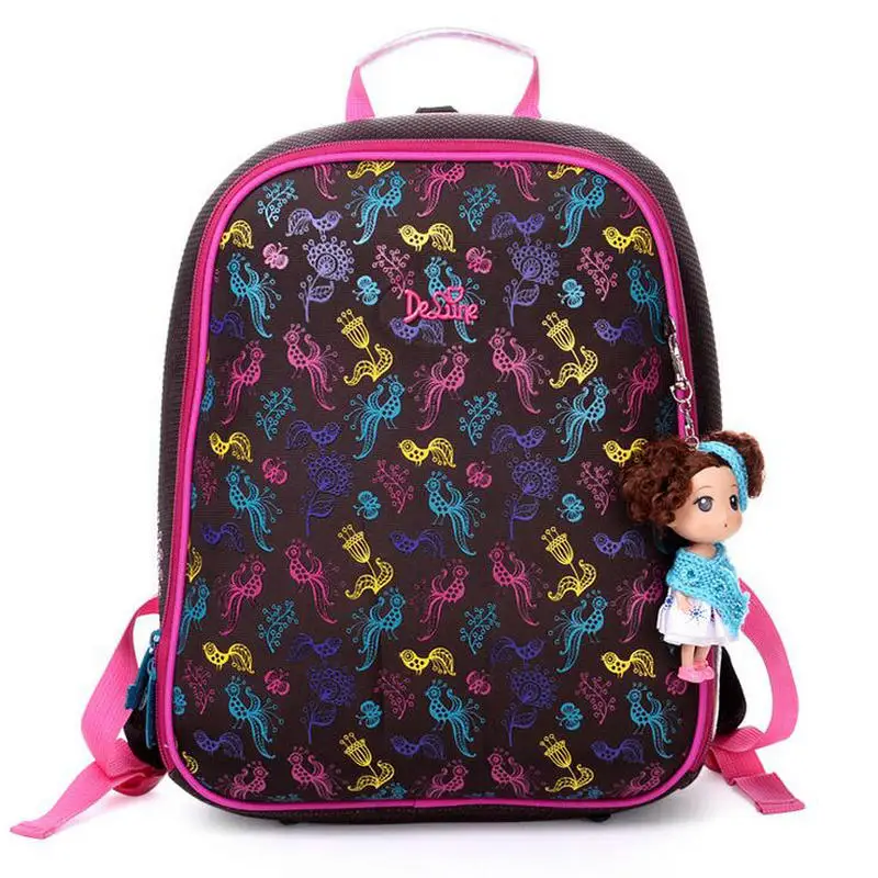 

Delune Brand Butterfly Cat Pattern School Bags for Girls Primary Student Bookbags Hard shell Orthopedic Backpack Kids Satchel