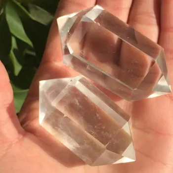 

2pcs Chunky natural Clear Quartz Double Terminated Wand Rock Crystal Energy Generator Tower Reiki Healing Crystal Grids Charka