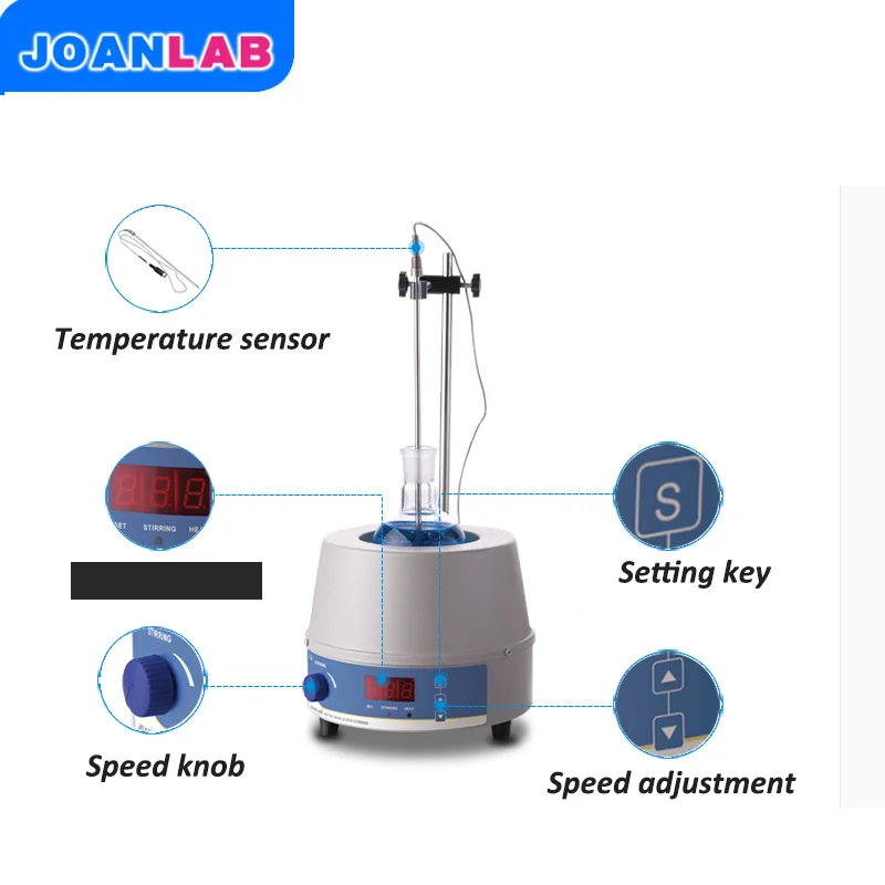 JOANLAB цифровой дисплей лабораторный нагревательный Мантия с электронным контролем температуры и магнитное, перемешивающее