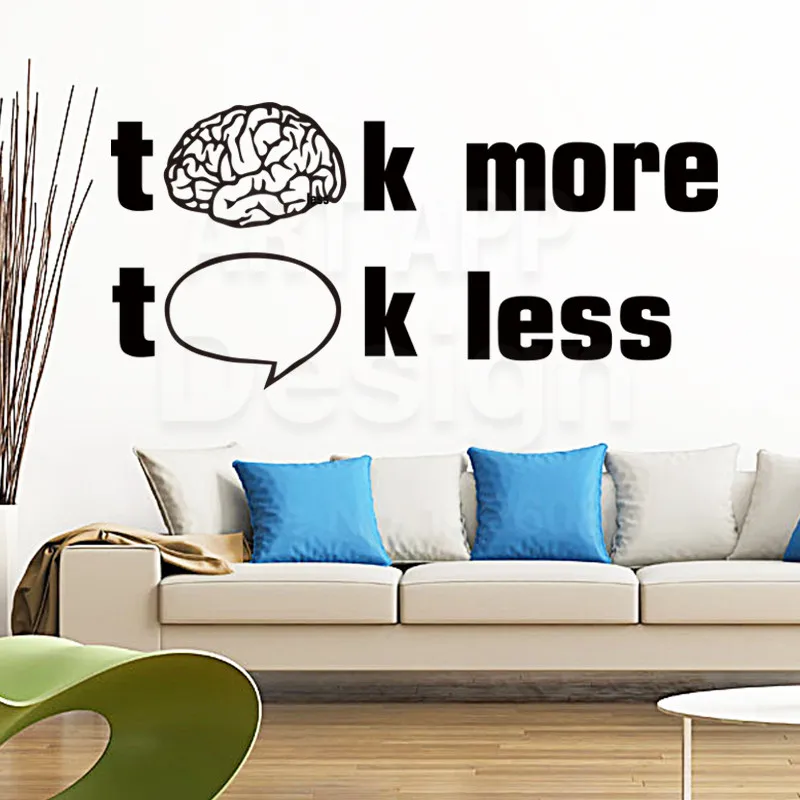 Art design cheap home decoration think more words wall decals removable