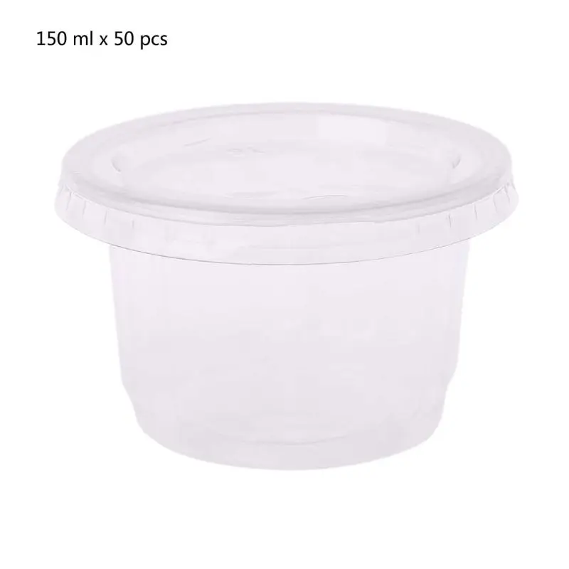 50 шт одноразовые чашки набор 150 мл соус горшок рифленый контейнер Jello Shot Cup слизи хранения с крышкой для кетчупа