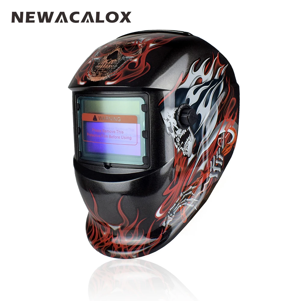 

NEWACALOX Skull Electric Welding Mask Solar Auto Darkening Tig Mig Welding Helmet for Weld/Grind /IR Preservation Welding Tool