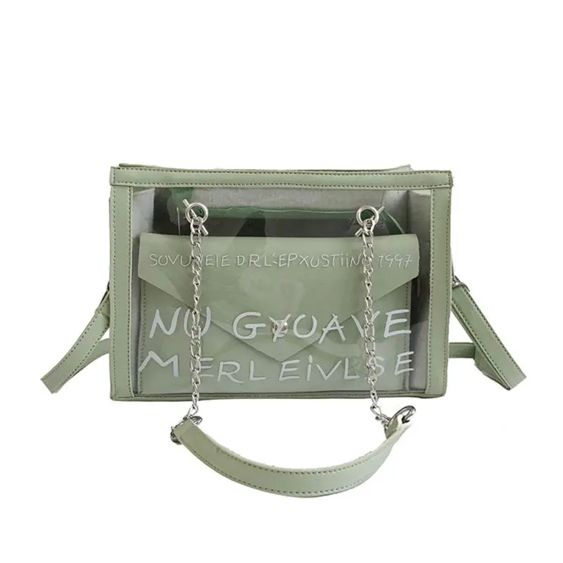 

Simple Clear PVC Transparent Jelly Handbag Tote Messenger Crossbody Shoulder Bag for shopping travel weekend