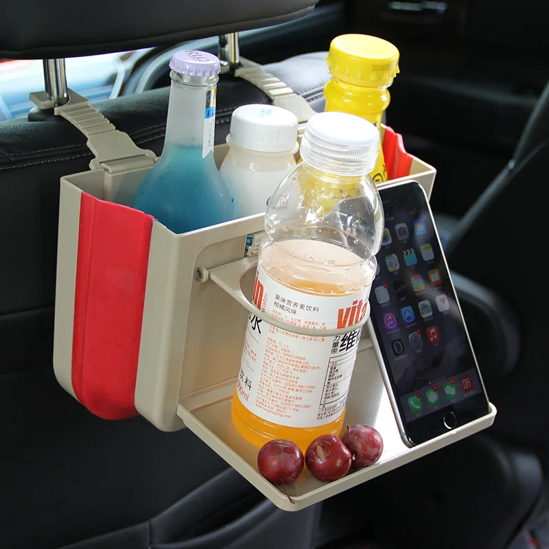 

Foldable Multi cup cans phone holder seat back drink storage auto bekerhouder portable table mesh trash bin garbage container