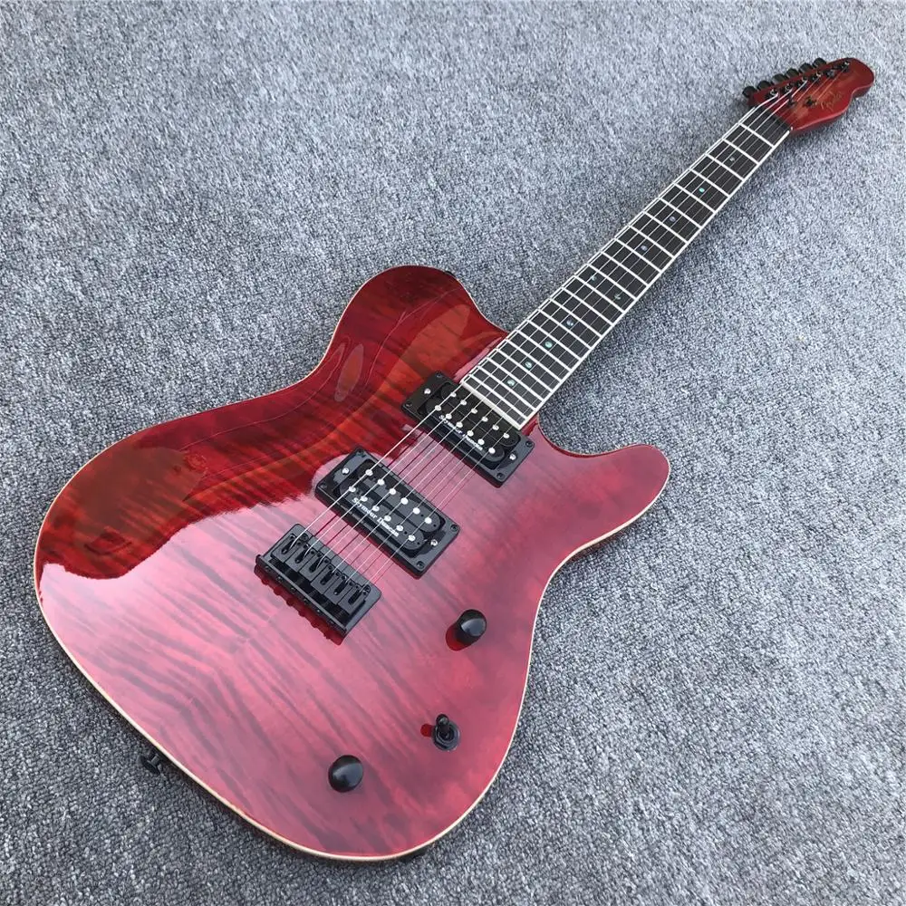 

Grote Red color Electric Guitar with Wilkinson Pickup & Bridge, Abalone Dot inlays,Solid Guitarra body with Flame maple top