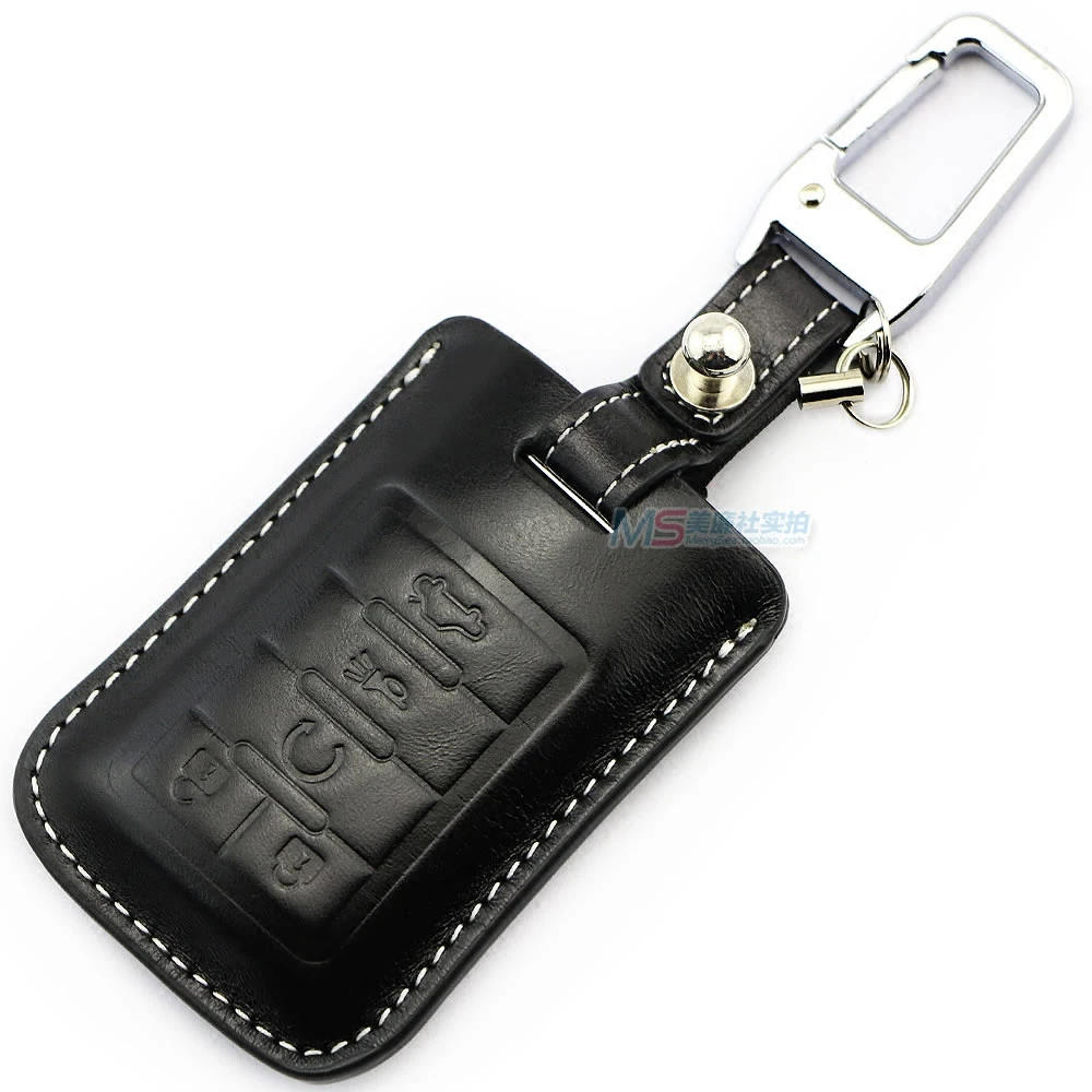 

Genuine leather car key case Cover For Cadillac SLS SRX XLR ESCALADE CTS COUPE XTS ATS Seville keychain keyless key holder shell
