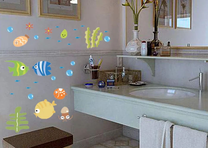 fish DIY 3D del Gato extra/íble Aseo Cartel Pegatinas Kids Room Decor Nursery Decal Sticker Fondo de Pantalla