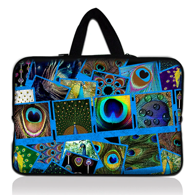 Peacock Feather Universal Laptop Sleeve Bag Case+ Hide Handle Fit 15 15