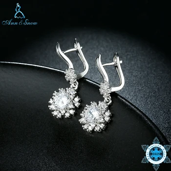 

Ann & Snow Original Unique Small Snowflake Earrings Paved Clear CZ Crystal 925 Sterling Silver Jewelry Gift SVE084
