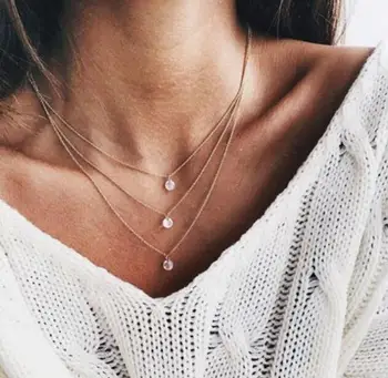 

2019 Gold Color Layered Necklace Jewelery Multilayer Chokers Necklaces for Women 2018 Jewelry 3 Multi Layer Chain Necklace