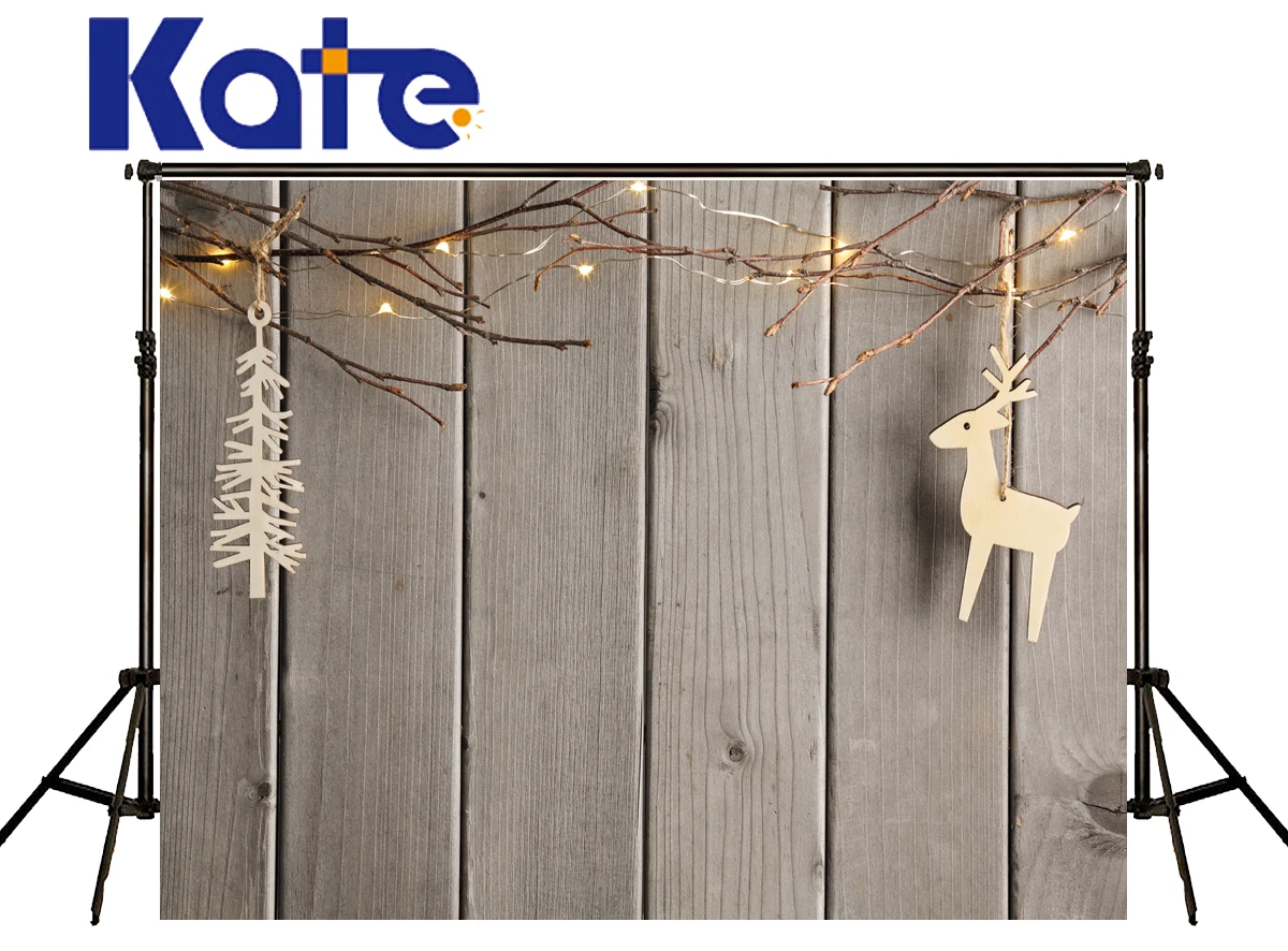 

Kate Photography Backdrops Christmas Branch Wood Floor Foto Achtergrond Kerst Light Elk Tree Background For Photo Shoot
