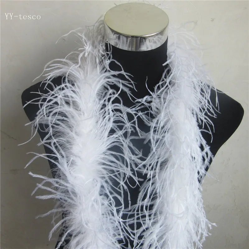 Beautiful 10 m 5 strip natural Ostrich Feathers Boa Quality fluffy Costumes / Trim for Party / Costume / Shawl / Available - Color: white