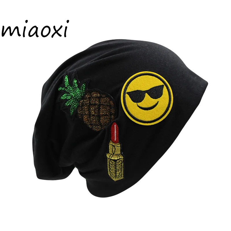 

[miaoxi] Top Fashion Women Hat Pineapple Lover Girls Adult Caps 5 Colors Black Female Casual Skullies Cotton Autumn Hats Bonnet