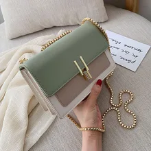 Кожаные сумки через плечо контрастного цвета для женщин, лето, горячая Распродажа, сумка через плечо на цепочке, женские кошельки и сумочки для телефона