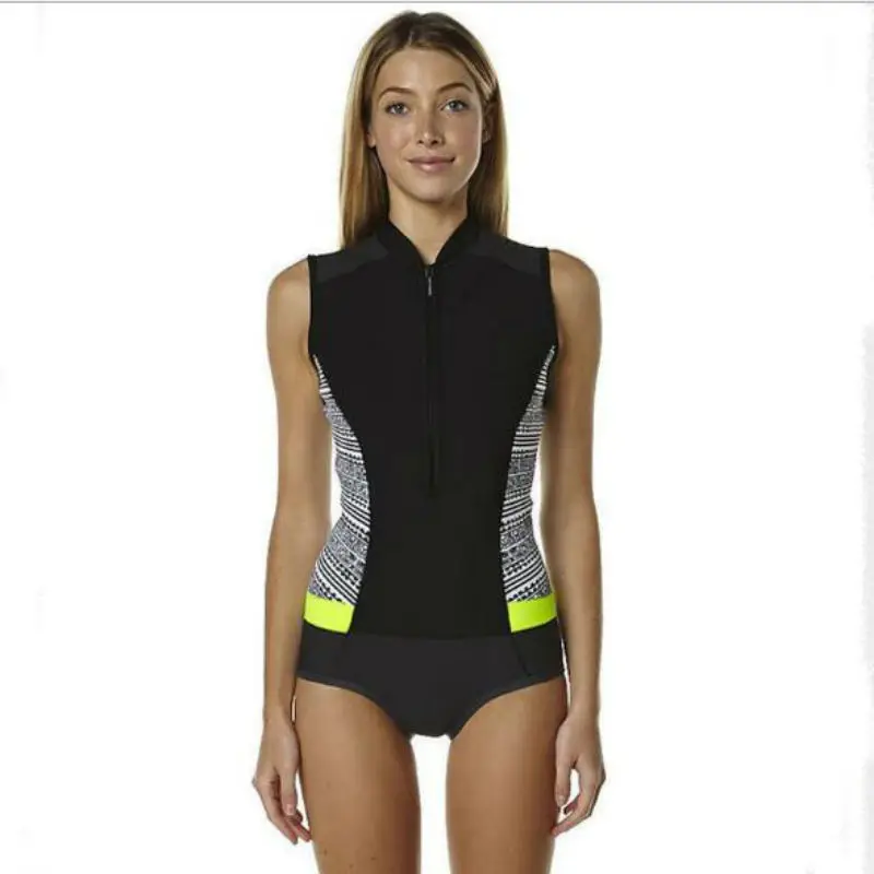 One Piece Swimsuit Sleeveless Swimwear Women Bathing Suit Retro