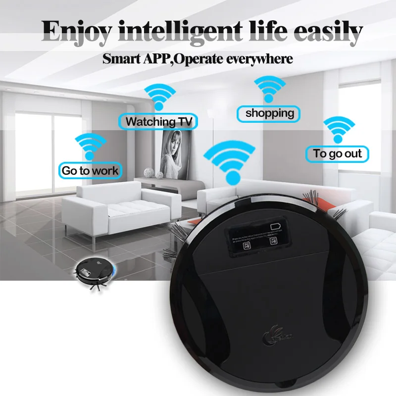 Робот Пылесос Smart Cleaner 330C с 280 мл резервуар для воды Wi Fi App управления и Авто Зарядка