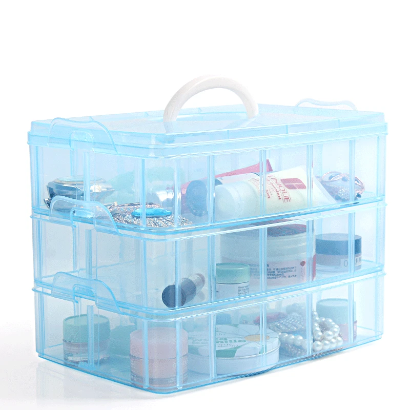 

Multifunction 3 layer Plastic Cosmetic Drawer Storage Box Removable Transparent Dresser Makeup Organizer Home Storage Case