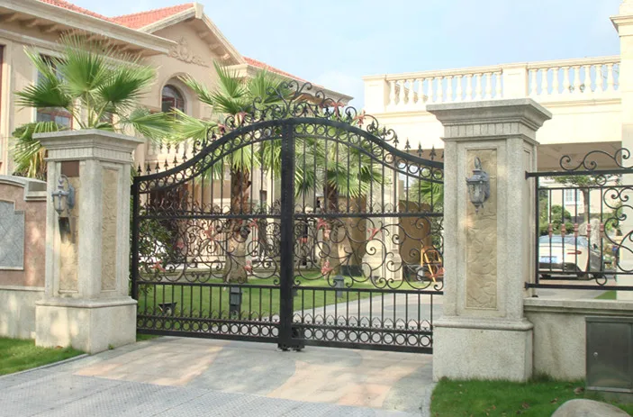 

Hench Home Villa Garden Driveway Wrought Iron Gates Railing Doors Fence Balustrades Design China Manufacturer Hc-1