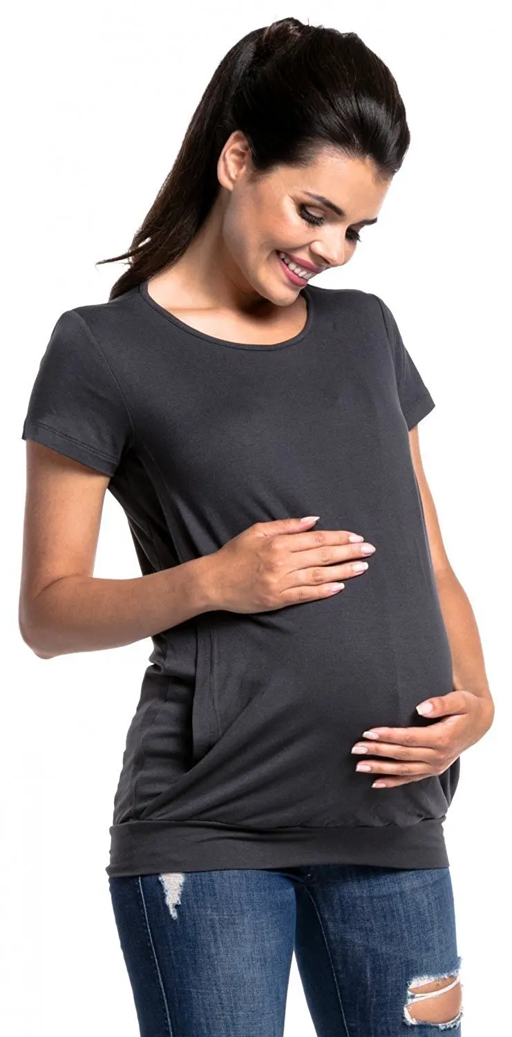 Nursing Tops Breastfeeding Clothes Maternity T-shirts For Pregnant Women Solid Tee Pregnancy Feeding Gravidas Solid Clothing   