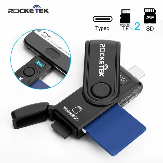 Best Offers Rocketek type c usb otg phone type-c multi 2 in 1 memory card reader adapter for SD/TF micro SD pc computer laptop accessories