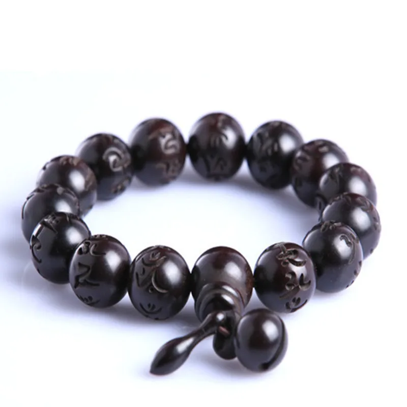 Ubeauty natural hand carved peach wood bead bracelets Tibeten buddha prayer mala rosary Men's Women meditation couple bracelet