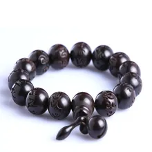 Ubeauty Tibeten melocotón pulseras de cuentas de madera natural tallada a mano de buda mala del rezo del rosario de Los Hombres Mujeres pareja de meditación pulsera