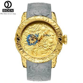 

BIDEN Luxury Mechanical Watches Men Silicone Bracelet Watch Automatic Self Wind Watch Waterproof Self-winding Clock Wristwatches