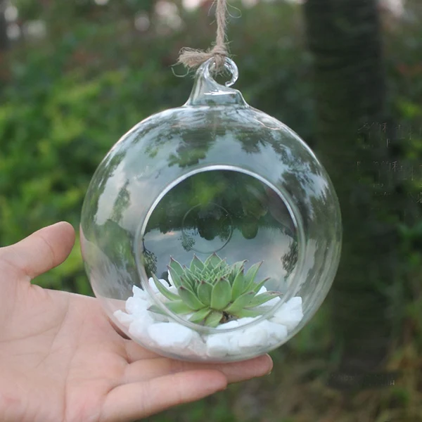 

1pc 10cm Transparent Glass Vase Clear Round Hanging Glass Vase Bottle Terrarium Flower Table Decor Home Decoration Desk Vase