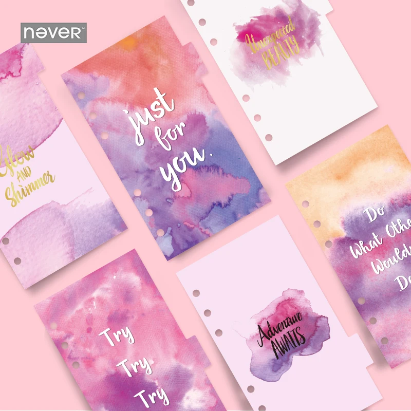 

NEVER Korean Spiral Notebook 6 hole loose leaf inside page index page for filofax Planner A6 Dividers bookmark school stationery