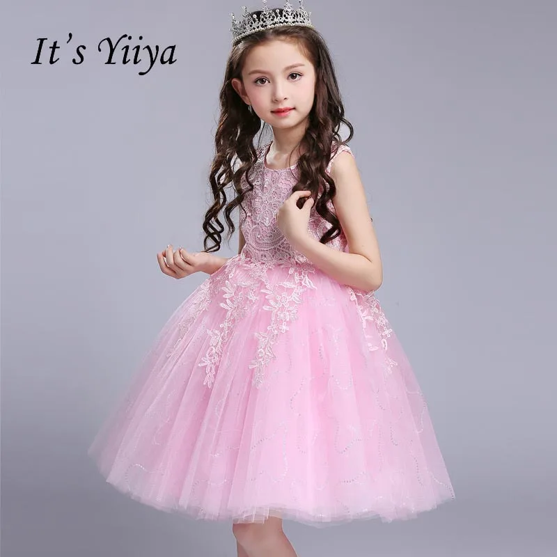 Это yiiya без рукавов для девочек в цветочек платья нормальный платье для вечеринок для девочек принцесса лук кружева иллюзия молнии бальное