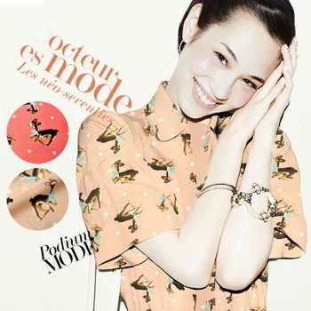 

Super cute deer fashion magazine Korean system soft sand Chiffon