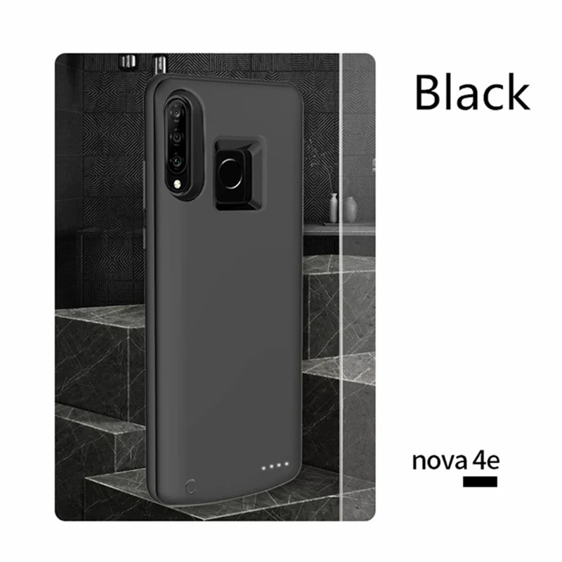 Black NTSPACE портативный блок питания зарядное устройство чехол для huawei Nova 4e зарядное устройство чехол 6500 мАч ультра тонкий Расширенный Аккумулятор Чехол - Цвет: Black