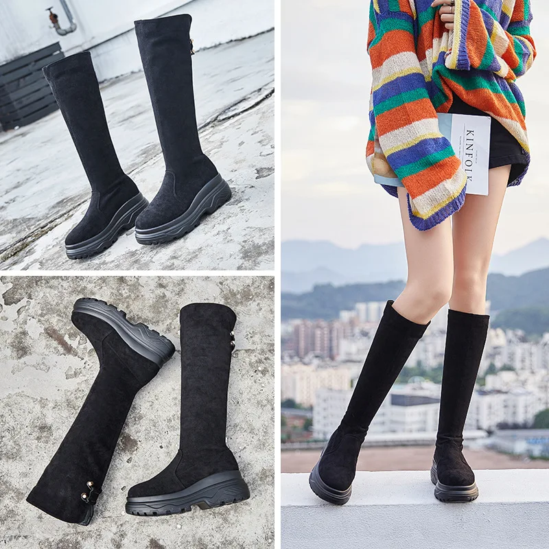 

2018 autumn and winter new non-slip over the knee boots wild Korean version of the trend over the knee warm fashion boots.
