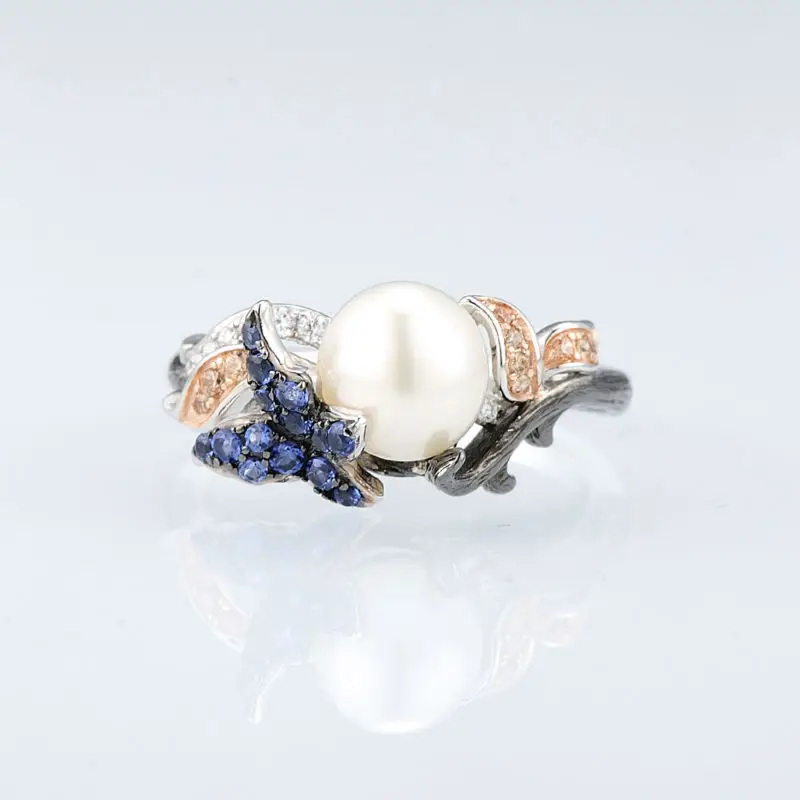 SANTUZZA conjunto de joyas para mujeres de la leyenda del mar de agua dulce blanco perla pendientes de anillo de Plata de Ley 925 Chic conjunto de joyas - 4