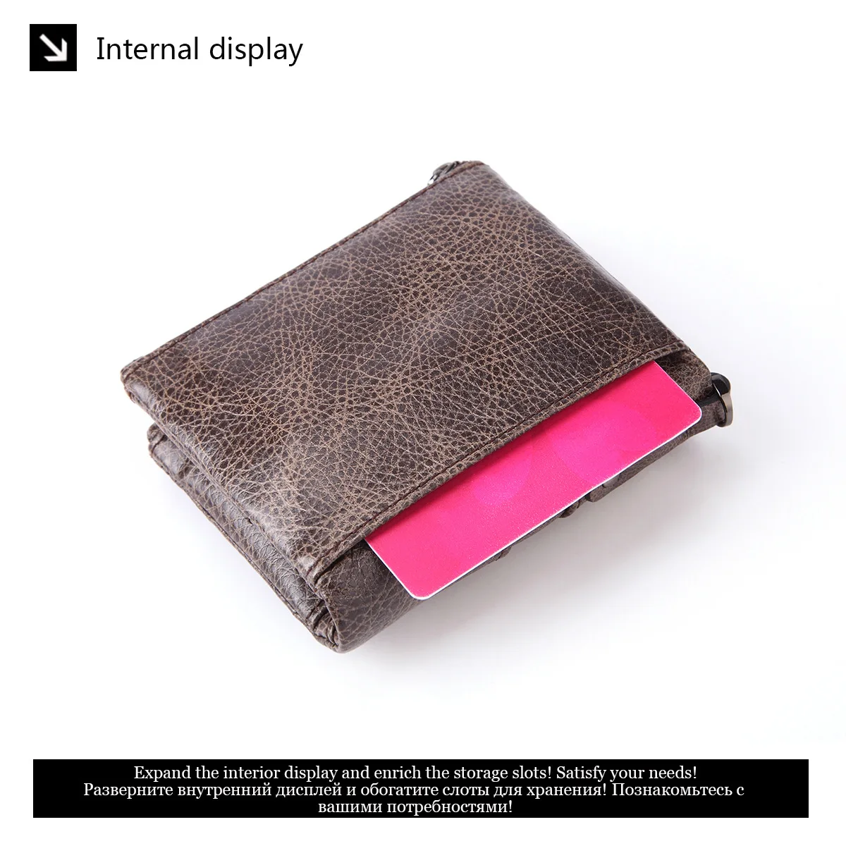 GENODERN Double Zipper Men Wallet of Hasp Design Genuine Leather Short Wallet for Men with Coin Pocket New Male Purse