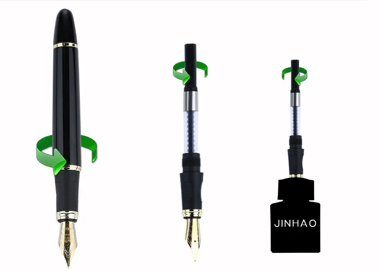 Jinhao X450 классический толстый корпус 1,0 мм изгиб перо каллиграфия ручка Высокое качество Металл перьевая ручка Роскошные чернила подарочные ручки для письма