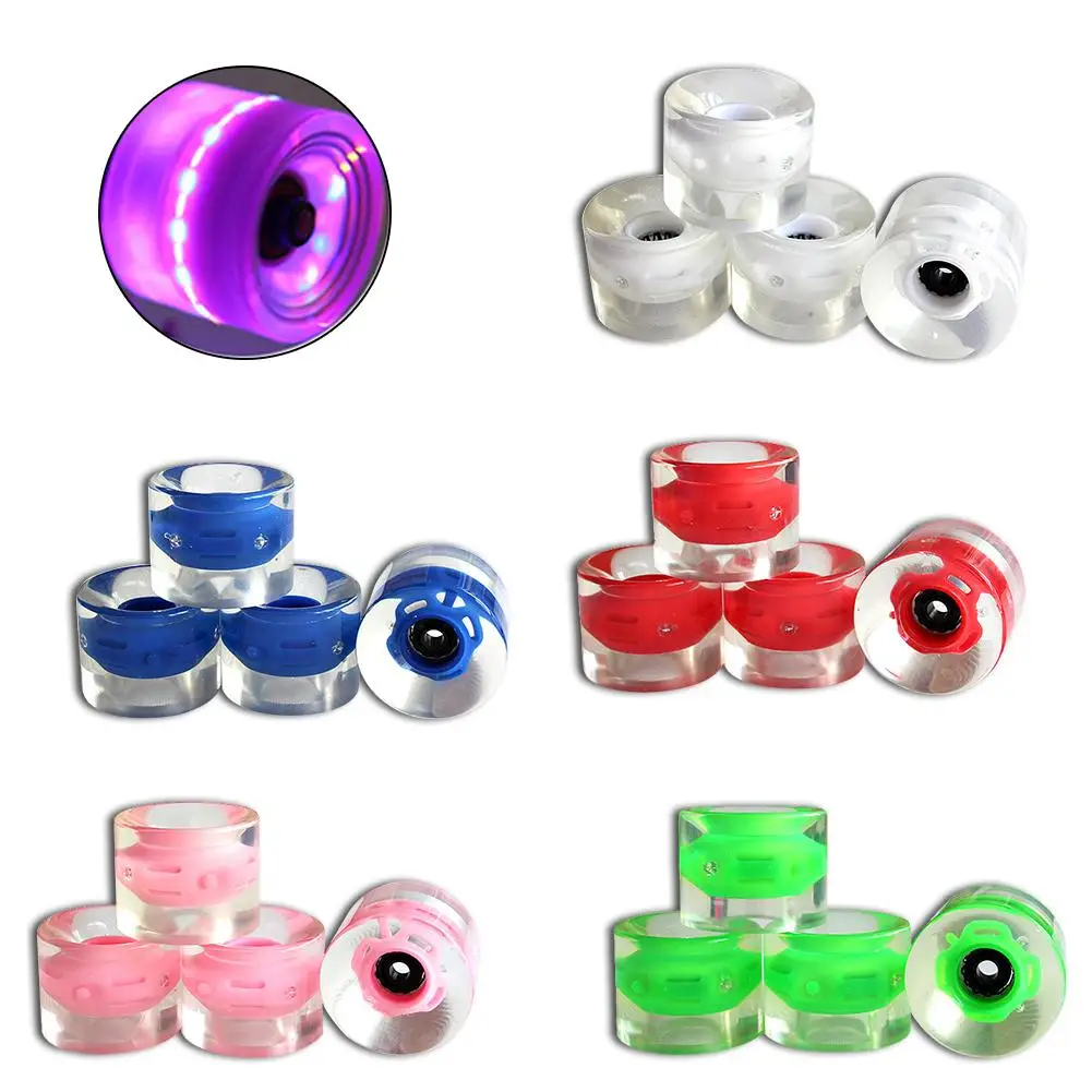 

4pcs Transparent LED Light Skateboard Wheels 60 X 45 Mm Long Board City Run Wheels Durable PU Wheels Longboard Cruiser Wheels