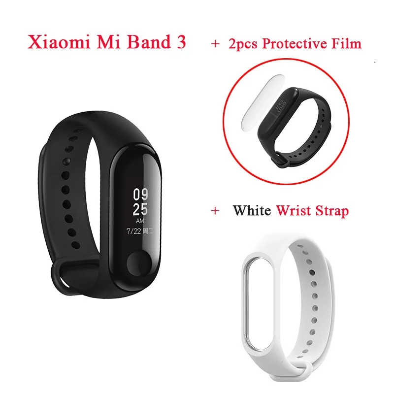 Глобальная версия Xiao mi Band 3 Smart Bluetooth mi band 3 фитнес-трекер OLED экран Водонепроницаемый умный браслет - Цвет: Add White Bracelet