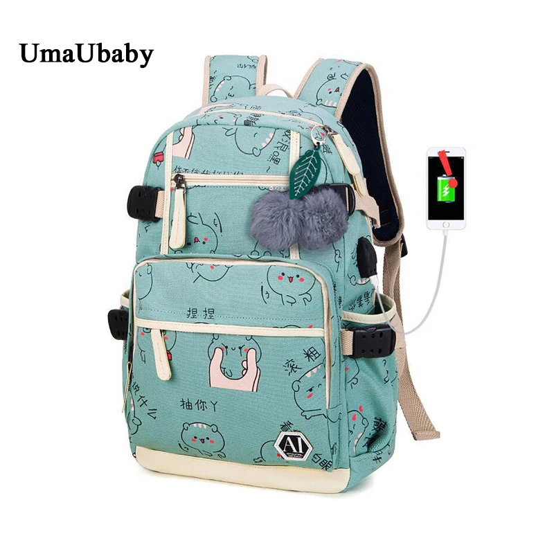 

2019 Canvas Double Shoulder USB Charging Multi-functional Large Capacity Bag Fashion New Bag Outdoor Travel Portable Backpack