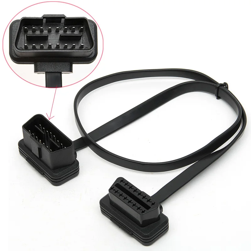 30 см/45 см/50 см/60 см/1 м/1 5 м плоский тонкий как лапша OBD2 OBDII 16 Pin ELM327 кабель